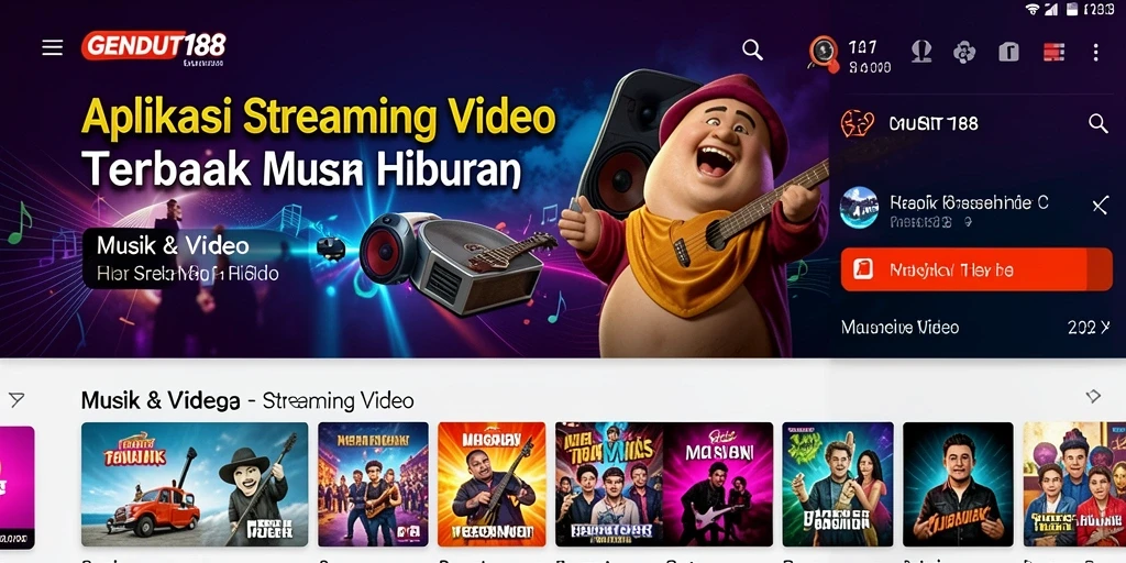 Antarmuka GENDUT188 yang menarik dan fungsional untuk streaming video.