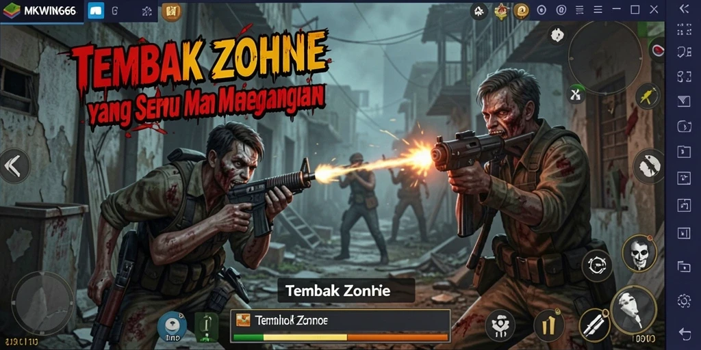Tampilan antarmuka game MKWIN666 saat beraksi melawan zombie.