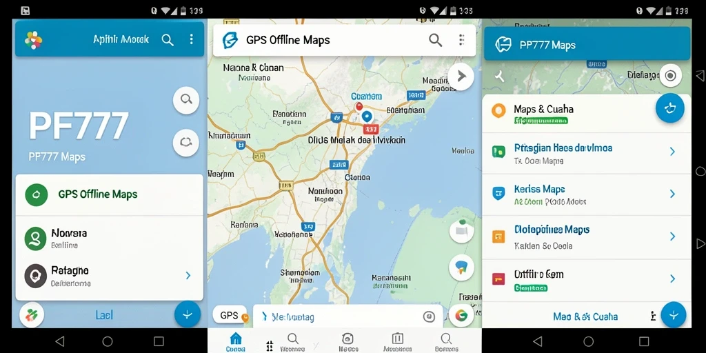 Tampilan utama PF777 dengan fungsi navigasi peta offline.