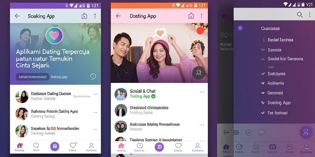 Tampilan antarmuka V21 yang menarik dan fungsional untuk kencan.