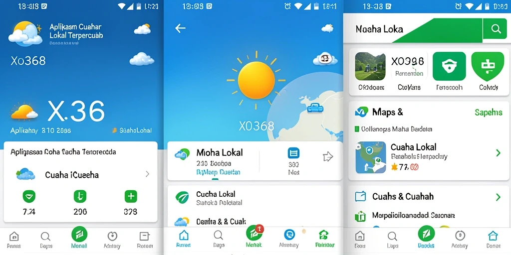 Tampilan antarmuka aplikasi Cuaca Lokal XO368 yang informatif.